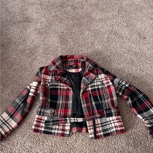 Black Rivet Red and Black Plaid Jacket